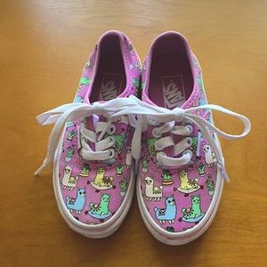 Nearly New Kids Vans Pink Purple Llamas Size 11